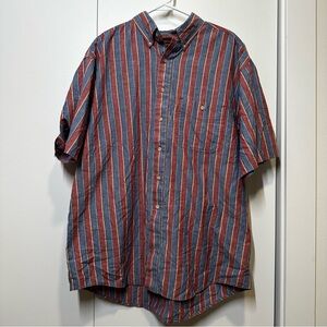 VTG Eddie Bauer Short Sleeve Striped Button Down Shirt Men’s XL